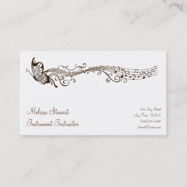 Butterfly Music Teacher Business Cards (Front)
