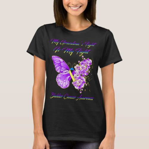 Butterfly My Grandmas Fight Is My Fight Bladder  T_Shirt
