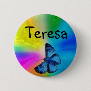 butterfly name badge button