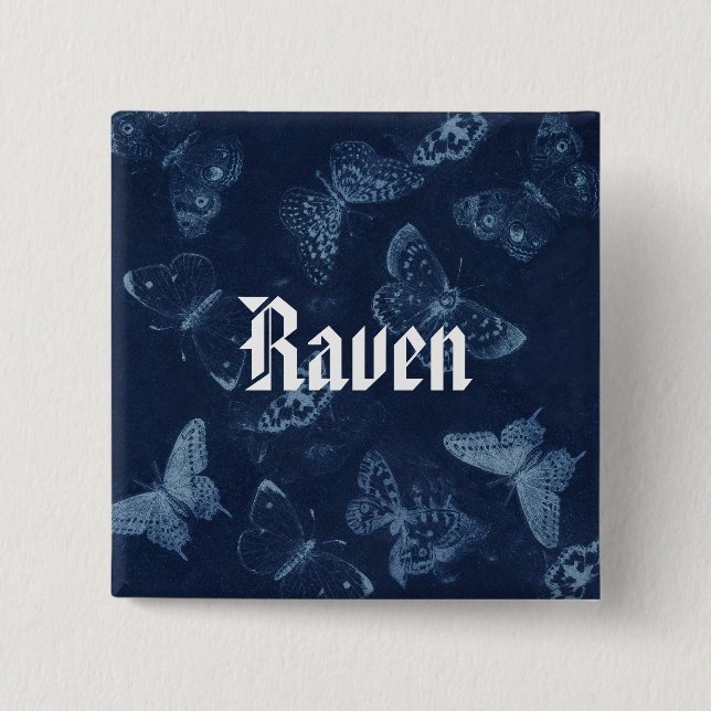 Butterfly Name Tag Pinback Button (Front)