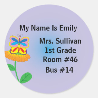 Butterfly Nametag Classic Round Sticker