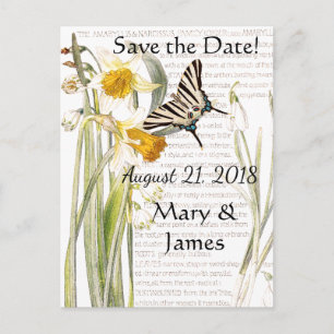 Butterfly Narissus Flowers Save the Date Postcard