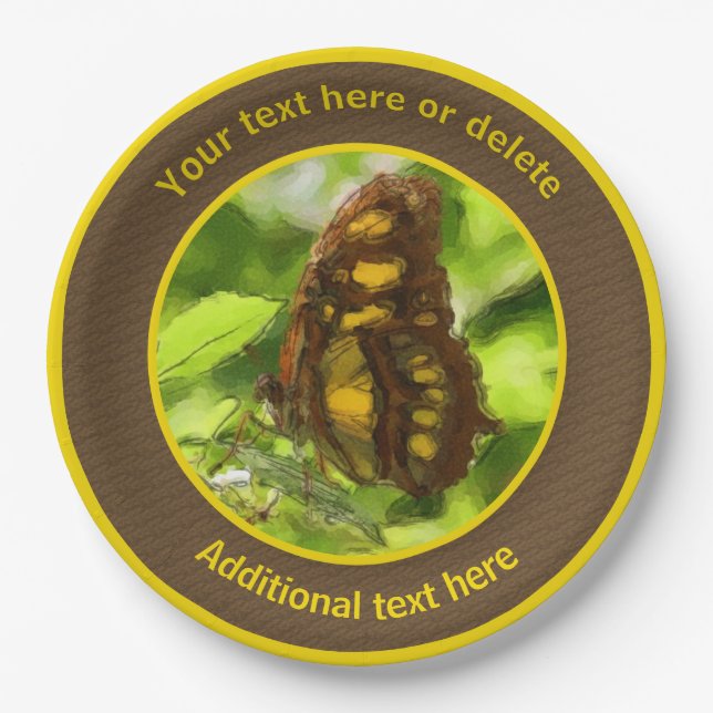 Butterfly Nature Art Personalized Party   Paper Plates (Front)