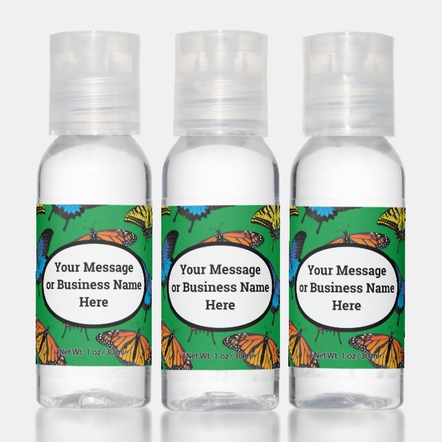 Butterfly Nature Business Logo Name Message Hand Sanitizer (Set)