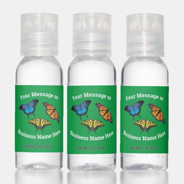 Butterfly Nature Business Logo Name Message Hand Sanitizer (Set)