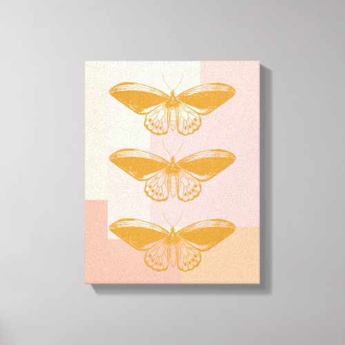 Butterfly Nature Illustration in Pink  Cute Canvas Print