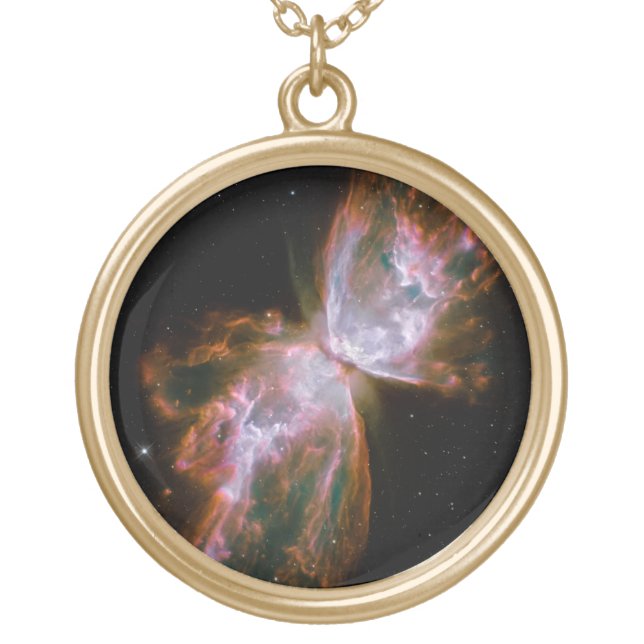 Butterfly Nebula Gold Plated Necklace (Front)