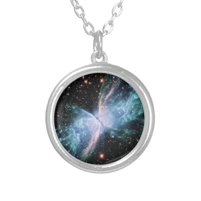 Butterfly Nebula Silver Plated Necklace (Front)