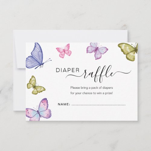 Butterfly Neutral Baby shower Diaper raffle card