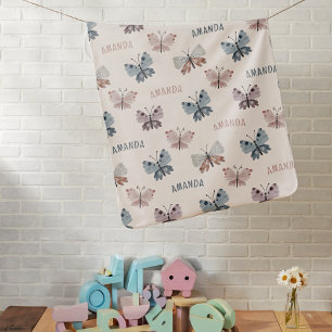 Butterfly New Baby Shower Gift Cute Boho Name Blanket