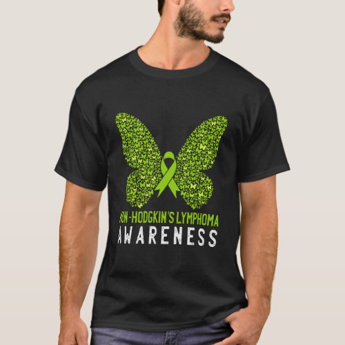 Butterfly Non_Hodgkin Lymphoma Awareness Ribbon Su T_Shirt