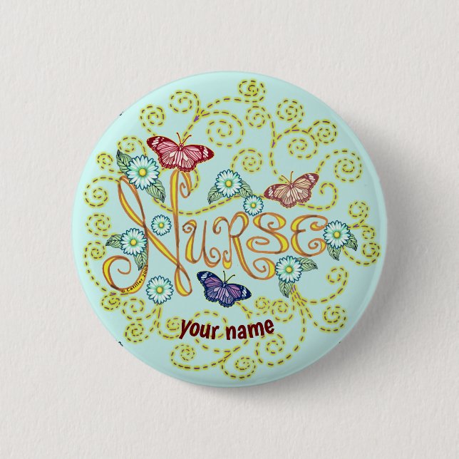 Butterfly Nurse  Button (Front)