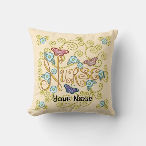 Butterfly Nurse custom name pillow