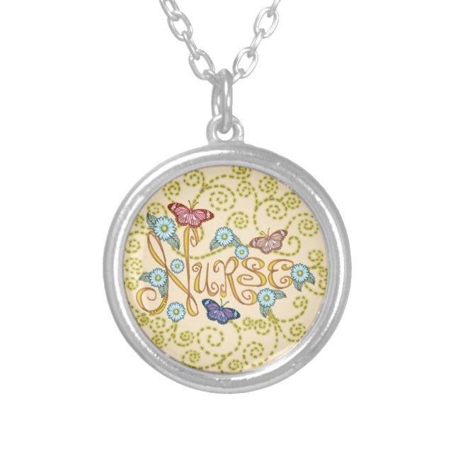 Butterfly Nurse round necklace (Front)