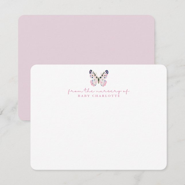 Butterfly Nursery Baby Note Stationery Card (Front/Back)