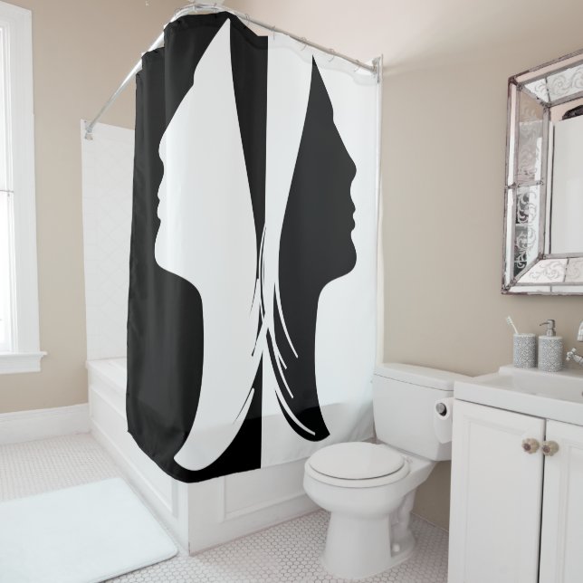 Butterfly of female faces shower curtain (In Situ)