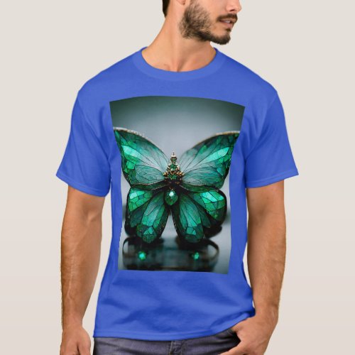 Butterfly of gemstones and crystals Emerald or tou T_Shirt