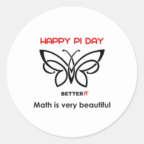 butterfly of math classic round sticker