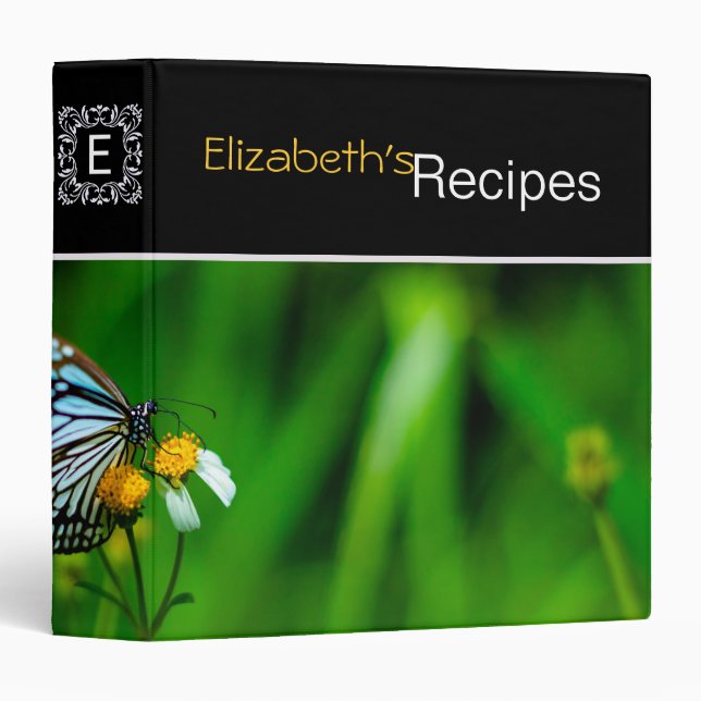 Butterfly on a flower 3 ring binder (Front/Spine)