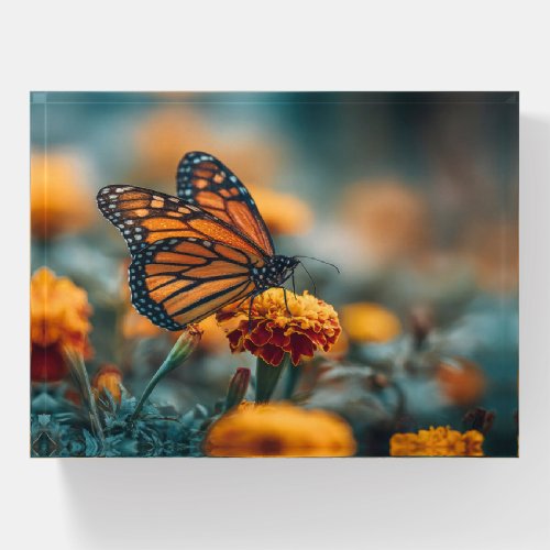 Butterfly on a Marigold Paperweight