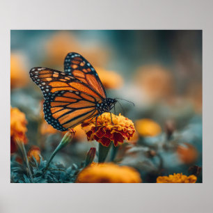 Butterfly on a Marigold Poster