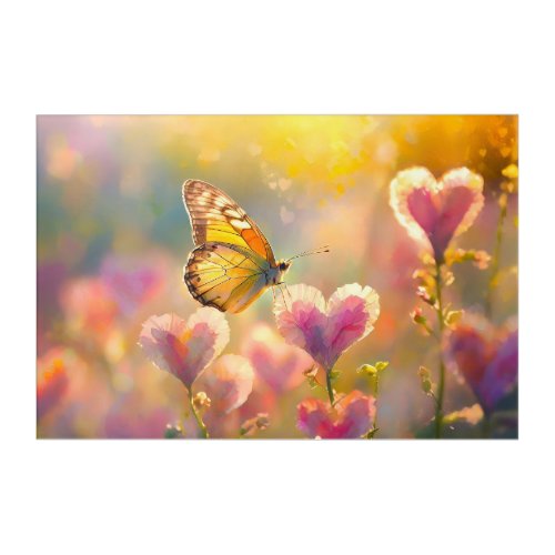 Butterfly on a Pink Flower Acrylic Print