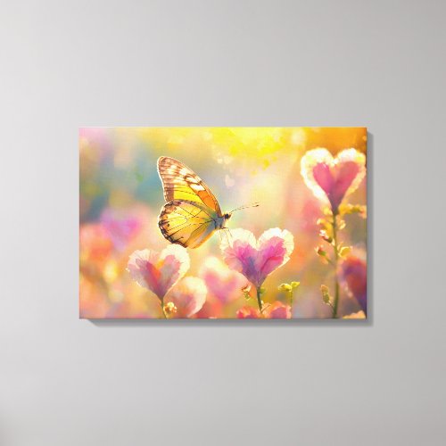 Butterfly on a Pink Flower Canvas Print