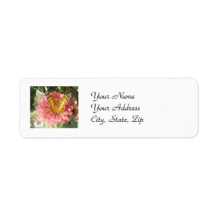 Butterfly on a Pink Zinnia Label