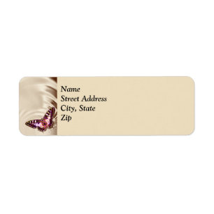 Butterfly on a satin background label