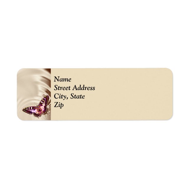 Butterfly on a satin background label (Front)