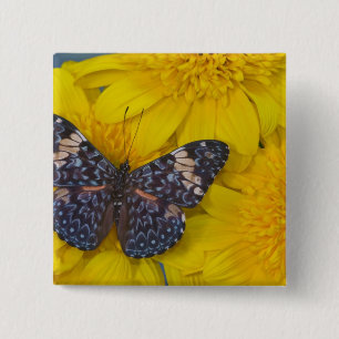 Butterfly on a Yellow Flower Pinback Button