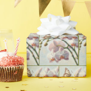 Butterfly On An Orchid Impasto Painting Wrapping Paper