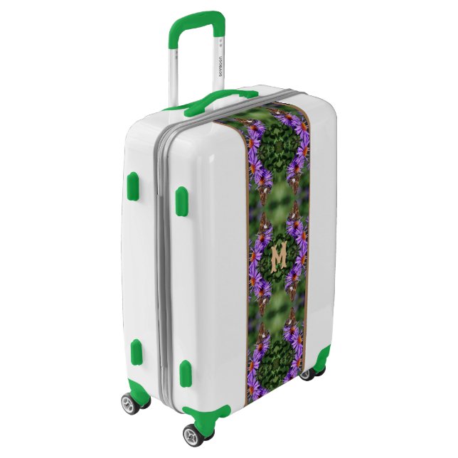 Butterfly On Aster Flower Abstract Monogram Luggage (Rotated Left)