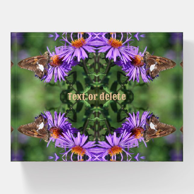 Butterfly On Aster Flower Abstract Personalized Paperweight (Front)
