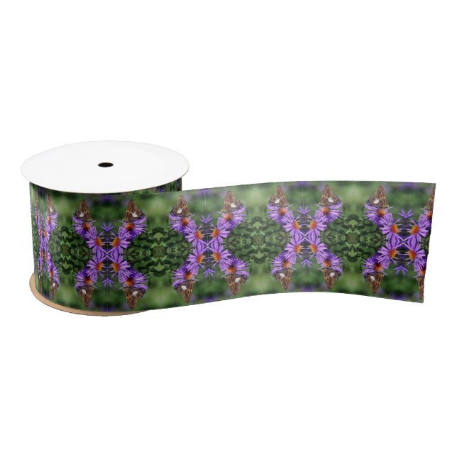 Butterfly On Aster Flower Abstract  Satin Ribbon (Spool)