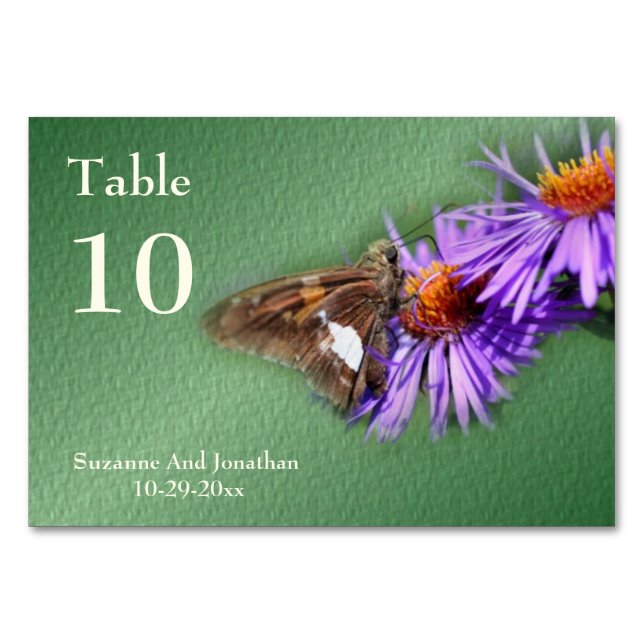 Butterfly On Aster Nature Personalized Wedding  Table Number (Front)