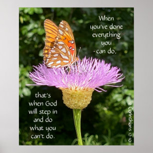 Butterfly on Basketflower, Scripture Verse Poster