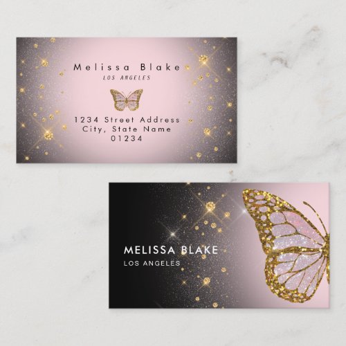 butterfly on black business card