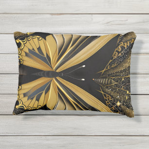 Butterfly on Black Outdoor Pillow