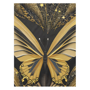 Butterfly on Black Tablecloth
