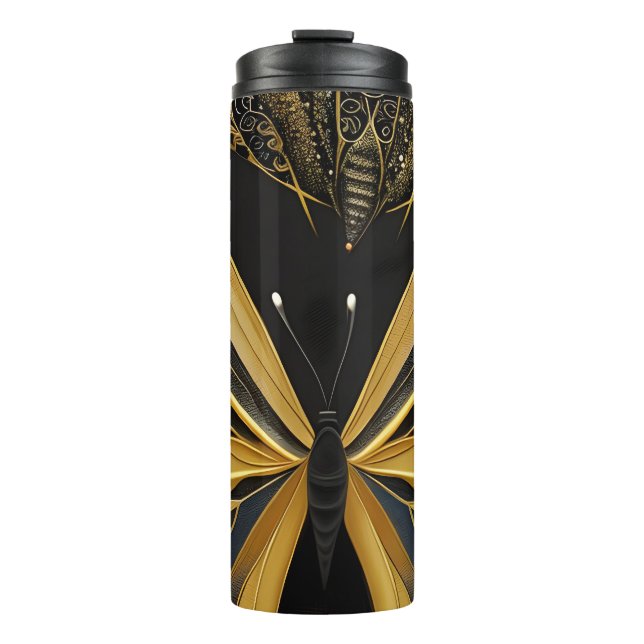 Butterfly on Black Thermal Tumbler (Front)