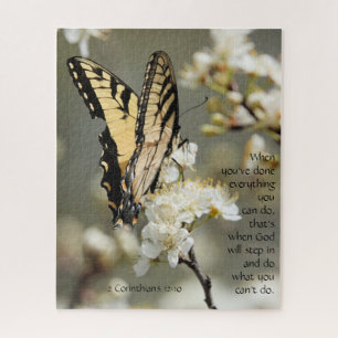Butterfly on Blossoms, Scripture Verse Jigsaw Puzzle
