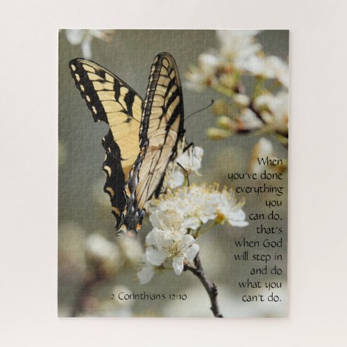 Butterfly on Blossoms Scripture Verse Jigsaw Puzzle