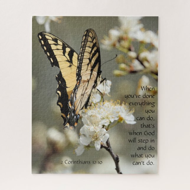 Butterfly on Blossoms, Scripture Verse Jigsaw Puzzle (Vertical)