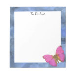 Butterfly On Blue Watercolor Notepad at Zazzle