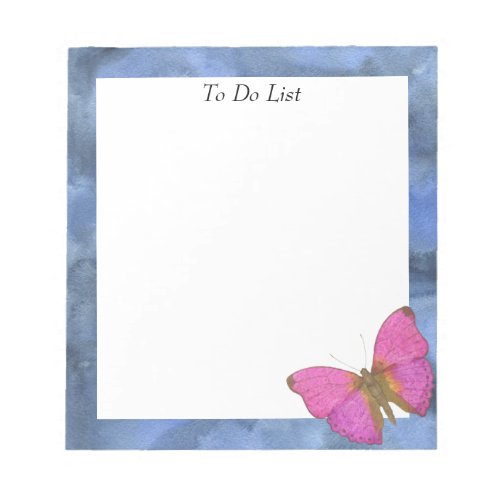 Butterfly on Blue Watercolor Notepad