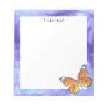 Butterfly On Blue Watercolor Notepad at Zazzle