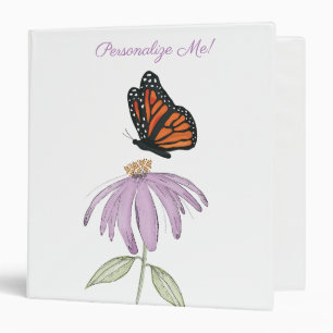 Butterfly on Cone Flower 3 ring Binder