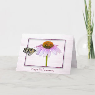 Butterfly on Cone Flower 5th Anniversary Card