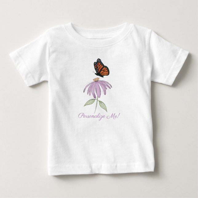 Butterfly on Cone Flower Baby Fine Jersey T-Shirt (Front)